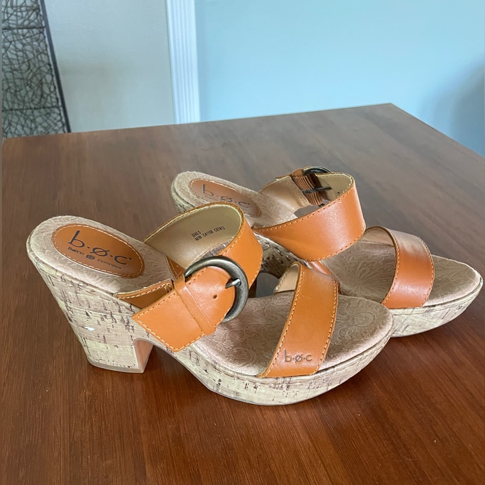 B.O.C. Born Cork Block Heel Strap Sandals Size 9 - Picture 2 of 10